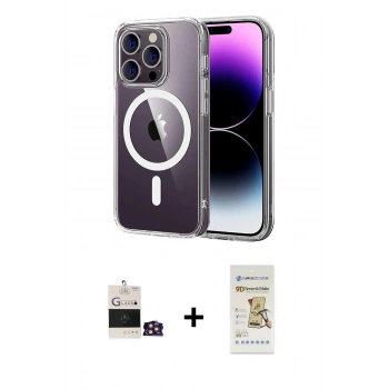 MARSİLYAN™- iPhone 14 Pro Max Kılıf Ahenk Minimal Serisi - Siyah Mat Seramik Nano Ekran Koruyucu + Bilvis Titan Kamera Lens - GD