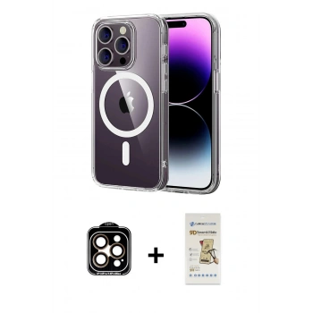 MARSİLYAN™- iPhone 14 Pro Max Kılıf Ahenk Minimal Serisi - Siyah Mat Seramik Nano Ekran Koruyucu + PVD Metal Kamera Lens - TU