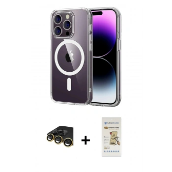 MARSİLYAN™- iPhone 14 Pro Max Kılıf Ahenk Minimal Serisi - Siyah Mat Seramik Nano Ekran Koruyucu + Raze Metal Kamera Lens - GD