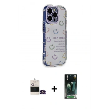 MARSİLYAN™- iPhone 14 Pro Max Kılıf Ahenk Modern Serisi - Şeffaf 360 Full Body Arka Koruyucu + Bilvis Titan Kamera Lens - GD