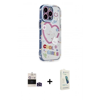 MARSİLYAN™- iPhone 14 Pro Max Kılıf Ahenk Modern Serisi - Şeffaf Pasifik Cam Ekran Koruyucu + Bilvis Titan Kamera Lens - DNMR