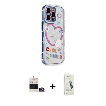 MARSİLYAN™- iPhone 14 Pro Max Kılıf Ahenk Modern Serisi - Şeffaf Pasifik Cam Ekran Koruyucu + Bilvis Titan Kamera Lens - GS