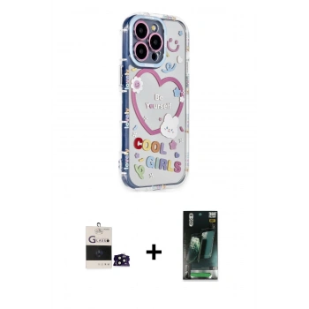 MARSİLYAN™- iPhone 14 Pro Max Kılıf Ahenk Modern Serisi - Siyah 360 Mat Full Body Arka Koruyucu + Bilvis Titan Kamera Lens - SH