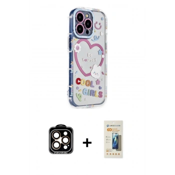 MARSİLYAN™- iPhone 14 Pro Max Kılıf Ahenk Modern Serisi - Siyah 6D Mat Seramik Hayalet Nano Ekran Koruyucu + PVD Metal Kamera Lens - TU