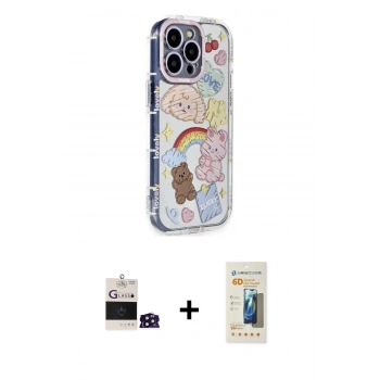 MARSİLYAN™- iPhone 14 Pro Max Kılıf Ahenk Modern Serisi - Siyah 6D Mat Seramik Hayalet Nano Ekran Koruyucu + Bilvis Titan Kamera Lens - DNMR