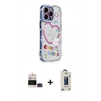 MARSİLYAN™- iPhone 14 Pro Max Kılıf Ahenk Modern Serisi - Siyah Bilvis Hayalet Cam Ekran Koruyucu + Bilvis Titan Kamera Lens - DNMR