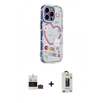 MARSİLYAN™- iPhone 14 Pro Max Kılıf Ahenk Modern Serisi - Siyah Bilvis Hayalet Cam Ekran Koruyucu + Bilvis Titan Kamera Lens - SH