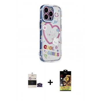 MARSİLYAN™- iPhone 14 Pro Max Kılıf Ahenk Modern Serisi - Siyah Buffer Cam Ekran Koruyucu + Bilvis Titan Kamera Lens - SH