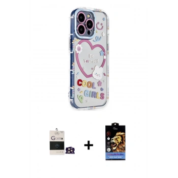 MARSİLYAN™- iPhone 14 Pro Max Kılıf Ahenk Modern Serisi - Siyah Buffer Hayalet Cam Ekran Koruyucu + Bilvis Titan Kamera Lens - GD