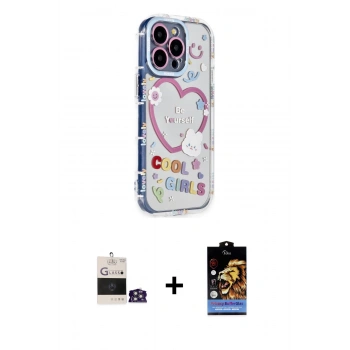 MARSİLYAN™- iPhone 14 Pro Max Kılıf Ahenk Modern Serisi - Siyah Buffer Hayalet Cam Ekran Koruyucu + Bilvis Titan Kamera Lens - GS