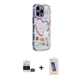 MARSİLYAN™- iPhone 14 Pro Max Kılıf Ahenk Modern Serisi - Siyah Joko 5D Cam + Bilvis Titan Kamera Lens - GS