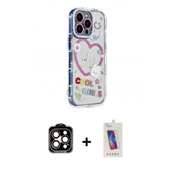 MARSİLYAN™- iPhone 14 Pro Max Kılıf Ahenk Modern Serisi - Siyah Joko 5D Cam + PVD Metal Kamera Lens - TU