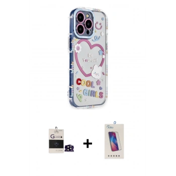 MARSİLYAN™- iPhone 14 Pro Max Kılıf Ahenk Modern Serisi - Siyah Joko 5D Cam + Bilvis Titan Kamera Lens - SH