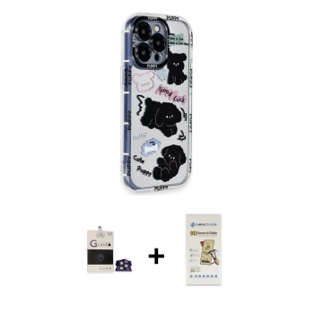 MARSİLYAN™- iPhone 14 Pro Max Kılıf Ahenk Modern Serisi - Siyah Mat Seramik Nano Ekran Koruyucu + Bilvis Titan Kamera Lens - GS