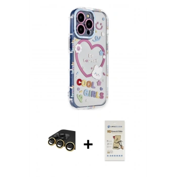MARSİLYAN™- iPhone 14 Pro Max Kılıf Ahenk Modern Serisi - Siyah Mat Seramik Nano Ekran Koruyucu + Raze Metal Kamera Lens - GD