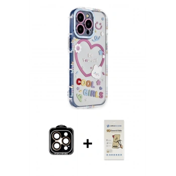 MARSİLYAN™- iPhone 14 Pro Max Kılıf Ahenk Modern Serisi - Siyah Mat Seramik Nano Ekran Koruyucu + PVD Metal Kamera Lens - TU