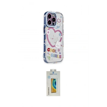 MARSİLYAN™- iPhone 14 Pro Max Kılıf Ahenk Modern Serisi - Siyah Polymer Nano Ekran Koruyucu