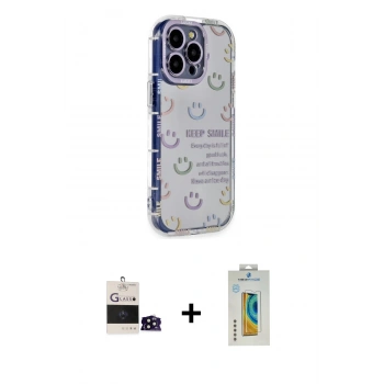 MARSİLYAN™- iPhone 14 Pro Max Kılıf Ahenk Modern Serisi - Siyah Polymer Nano Ekran Koruyucu + Bilvis Titan Kamera Lens - SH