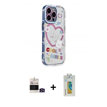 MARSİLYAN™- iPhone 14 Pro Max Kılıf Ahenk Modern Serisi - Siyah Polymer Nano Ekran Koruyucu + Bilvis Titan Kamera Lens - DNMR