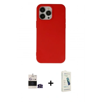 MARSİLYAN™- iPhone 14 Pro Max Kılıf Ahenk Serisi - Şeffaf Pasifik Cam Ekran Koruyucu + Bilvis Titan Kamera Lens - DNMR