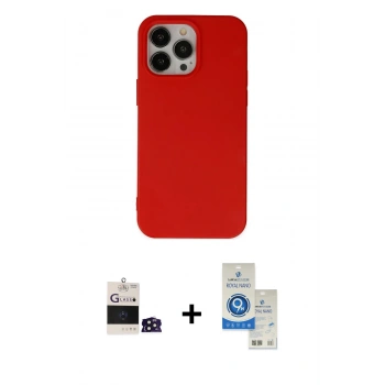 MARSİLYAN™- iPhone 14 Pro Max Kılıf Ahenk Serisi - Şeffaf Royal Nano Ekran Koruyucu + Bilvis Titan Kamera Lens - DNMR