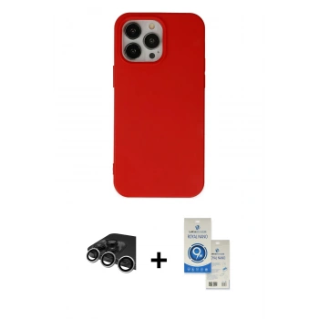 MARSİLYAN™- iPhone 14 Pro Max Kılıf Ahenk Serisi - Şeffaf Royal Nano Ekran Koruyucu + Raze Metal Kamera Lens - GS