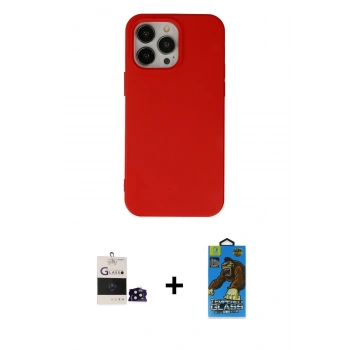 MARSİLYAN™- iPhone 14 Pro Max Kılıf Ahenk Serisi - Siyah 18D Cam Ekran Koruyucu + Bilvis Titan Kamera Lens - SH