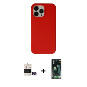 MARSİLYAN™- iPhone 14 Pro Max Kılıf Ahenk Serisi - Siyah 360 Mat Full Body Arka Koruyucu + Bilvis Titan Kamera Lens - GS