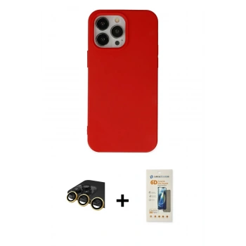 MARSİLYAN™- iPhone 14 Pro Max Kılıf Ahenk Serisi - Siyah 6D Mat Seramik Hayalet Nano Ekran Koruyucu + Raze Metal Kamera Lens - GD