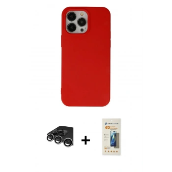 MARSİLYAN™- iPhone 14 Pro Max Kılıf Ahenk Serisi - Siyah 6D Mat Seramik Hayalet Nano Ekran Koruyucu + Raze Metal Kamera Lens - GS