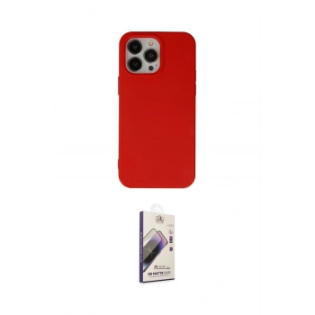 MARSİLYAN™- iPhone 14 Pro Max Kılıf Ahenk Serisi - Siyah Bilvis 3D Mat Cam Ekran Koruyucu