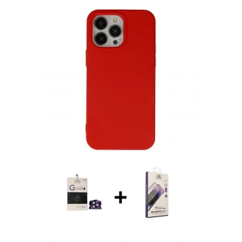 MARSİLYAN™- iPhone 14 Pro Max Kılıf Ahenk Serisi - Siyah Bilvis 3D Mat Cam Ekran Koruyucu + Bilvis Titan Kamera Lens - GS