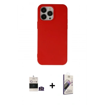 MARSİLYAN™- iPhone 14 Pro Max Kılıf Ahenk Serisi - Siyah Bilvis 3D Mat Cam Ekran Koruyucu + Bilvis Titan Kamera Lens - GD