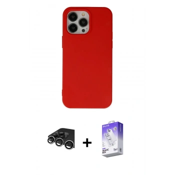 MARSİLYAN™- iPhone 14 Pro Max Kılıf Ahenk Serisi - Siyah Bilvis 5in1 3D Magic Cam Ekran Koruyucu + Raze Metal Kamera Lens - GS