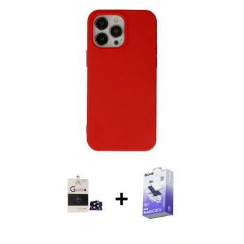 MARSİLYAN™- iPhone 14 Pro Max Kılıf Ahenk Serisi - Siyah Bilvis 5in1 5D Magic Hayalet Cam Ekran Koruyucu + Bilvis Titan Kamera Lens - SH
