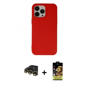 MARSİLYAN™- iPhone 14 Pro Max Kılıf Ahenk Serisi - Siyah Buffer Cam Ekran Koruyucu + Raze Metal Kamera Lens - GD