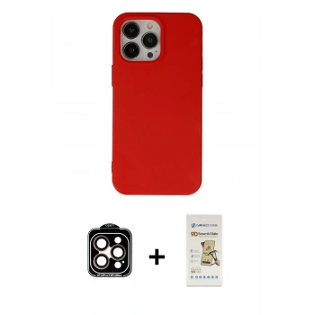 MARSİLYAN™- iPhone 14 Pro Max Kılıf Ahenk Serisi - Siyah Mat Seramik Nano Ekran Koruyucu + PVD Metal Kamera Lens - TU