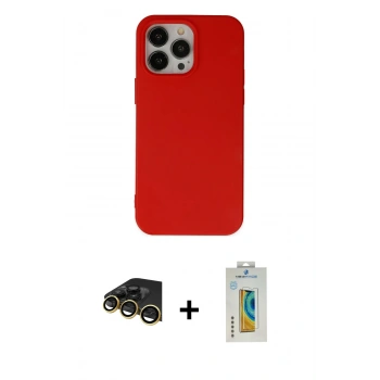 MARSİLYAN™- iPhone 14 Pro Max Kılıf Ahenk Serisi - Siyah Polymer Nano Ekran Koruyucu + Raze Metal Kamera Lens - GD