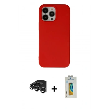 MARSİLYAN™- iPhone 14 Pro Max Kılıf Ahenk Serisi - Siyah Polymer Nano Ekran Koruyucu + Raze Metal Kamera Lens - GS