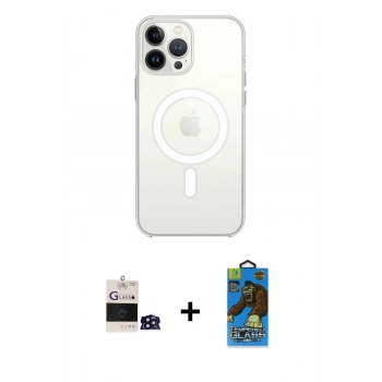 MARSİLYAN™- iPhone 14 Pro Max Kılıf Ahenk Yansıma Prime - Siyah 18D Cam Ekran Koruyucu + Bilvis Titan Kamera Lens - DNMR