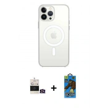 MARSİLYAN™- iPhone 14 Pro Max Kılıf Ahenk Yansıma Prime - Siyah 18D Cam Ekran Koruyucu + Bilvis Titan Kamera Lens - GD