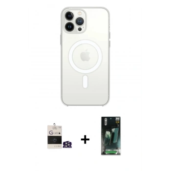 MARSİLYAN™- iPhone 14 Pro Max Kılıf Ahenk Yansıma Prime - Siyah 360 Mat Full Body Arka Koruyucu + Bilvis Titan Kamera Lens - GS