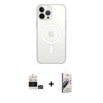 MARSİLYAN™- iPhone 14 Pro Max Kılıf Ahenk Yansıma Prime - Siyah Bilvis 3D Mat Cam Ekran Koruyucu + Bilvis Titan Kamera Lens - GD