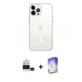 MARSİLYAN™- iPhone 14 Pro Max Kılıf Ahenk Yansıma Prime - Siyah Bilvis 5in1 3D Magic Cam Ekran Koruyucu + Bilvis Titan Kamera Lens - SH