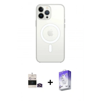 MARSİLYAN™- iPhone 14 Pro Max Kılıf Ahenk Yansıma Prime - Siyah Bilvis 5in1 3D Magic Cam Ekran Koruyucu + Bilvis Titan Kamera Lens - GD