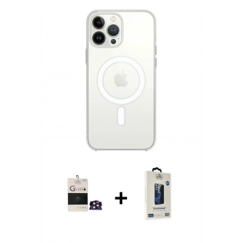 MARSİLYAN™- iPhone 14 Pro Max Kılıf Ahenk Yansıma Prime - Siyah Bilvis Hayalet Cam Ekran Koruyucu + Bilvis Titan Kamera Lens - GD