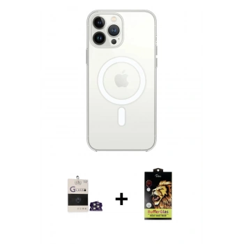 MARSİLYAN™- iPhone 14 Pro Max Kılıf Ahenk Yansıma Prime - Siyah Buffer Cam Ekran Koruyucu + Bilvis Titan Kamera Lens - GS