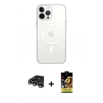MARSİLYAN™- iPhone 14 Pro Max Kılıf Ahenk Yansıma Prime - Siyah Buffer Cam Ekran Koruyucu + Raze Metal Kamera Lens - GS