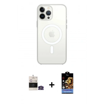 MARSİLYAN™- iPhone 14 Pro Max Kılıf Ahenk Yansıma Prime - Siyah Buffer Hayalet Cam Ekran Koruyucu + Bilvis Titan Kamera Lens - GS