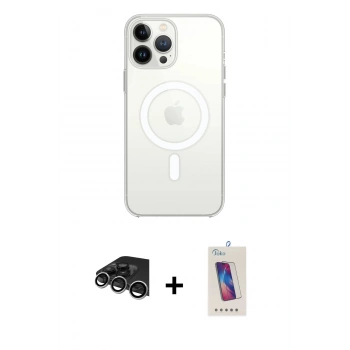 MARSİLYAN™- iPhone 14 Pro Max Kılıf Ahenk Yansıma Prime - Siyah Joko 5D Cam + Raze Metal Kamera Lens - GS